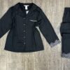 Pyjama En Satin Boutonnée ‘ Noir ‘ manche longue