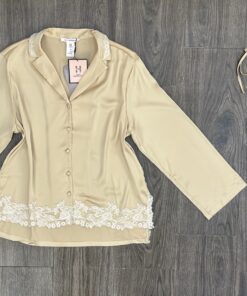 Pyjama En Satin Boutonnée ‘ Champagne ‘ manche longue